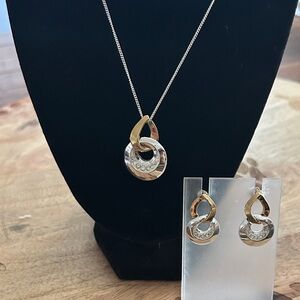 Vintage Avon‎ SAQ Gold and Silver Necklace and Earring Set